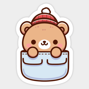 Cute Kawaii Bear In A Pocket Sticker